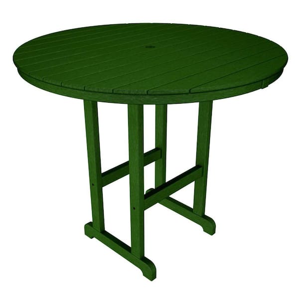 POLYWOOD La Casa Cafe Green 48 in. Round Patio Bar Table