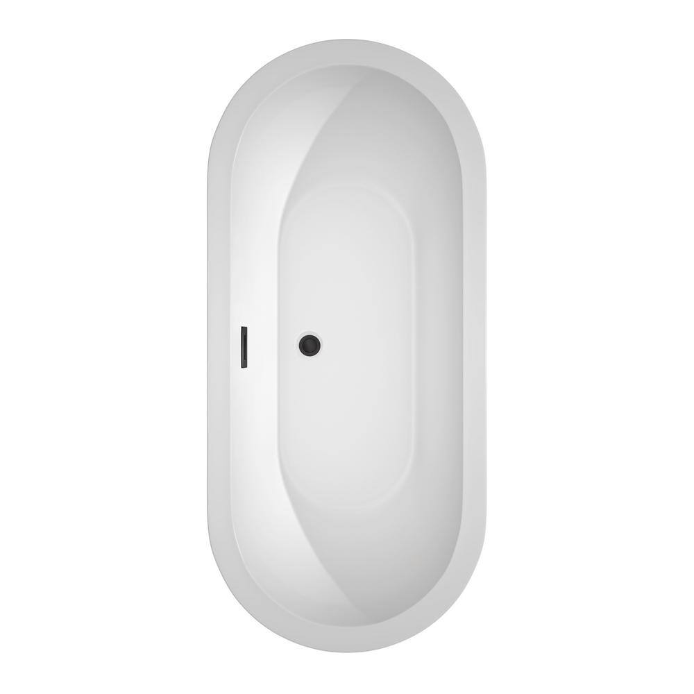 Soho 68 Inch White Acrylic Freestanding Bathtub with Matte Black Trim