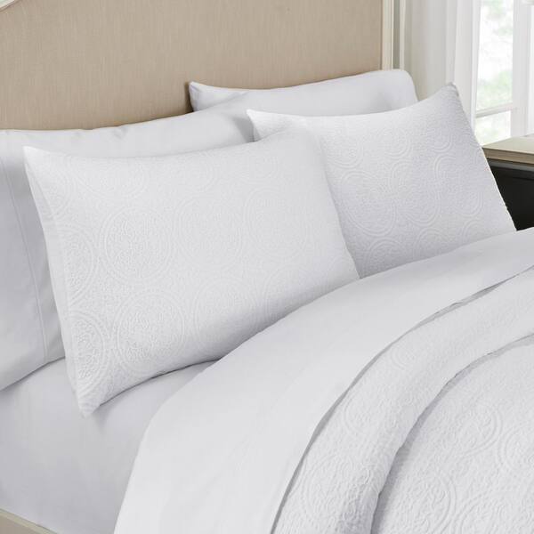 Home Decorators Collection Marlene 3, White Textured King Size Duvet Cover