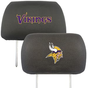 NFL Minnesota Vikings Black Embroidered Head Rest Cover Set (2-Piece)