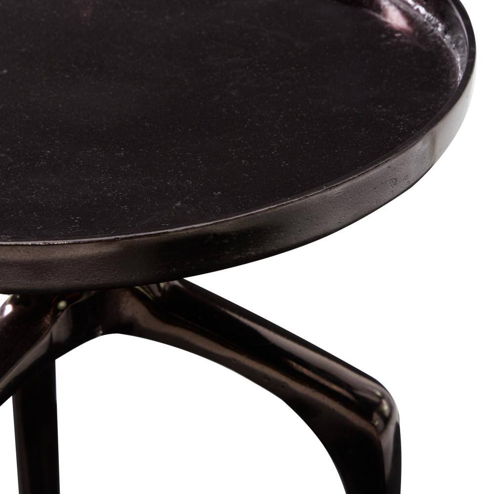Black Aluminum Round Tray Top Accent Table with Tripod Legs