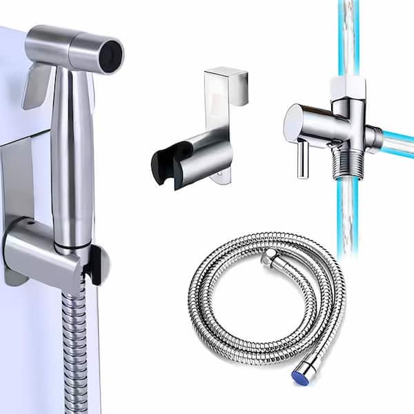 Non-Electric Stainless Steel Handheld Bidet Sprayer for Toilet Bidet Attachment Easy to Install Cloth Diaper Sprayer Set