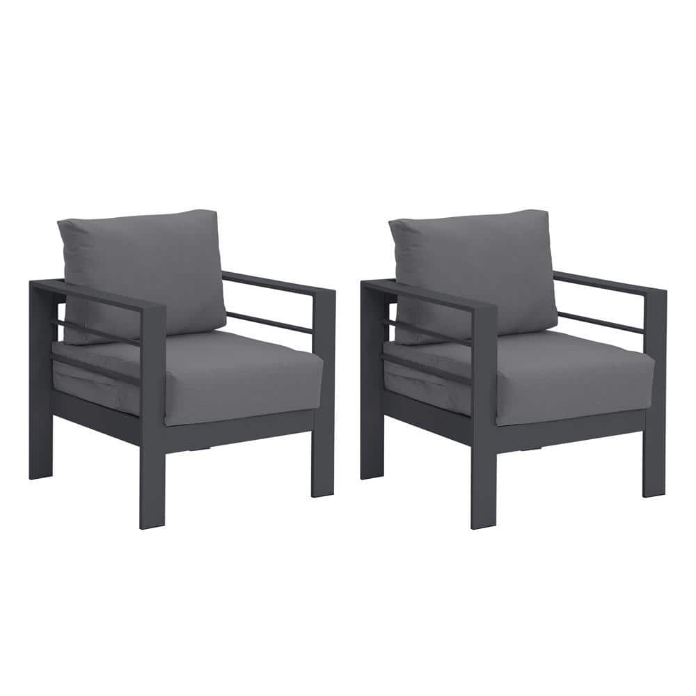 SUNVIVI Ergonomic Aluminum Outdoor Lounge Chair with Gray Cushion (2-Pack)  KX-AL02-1 - The Home Depot