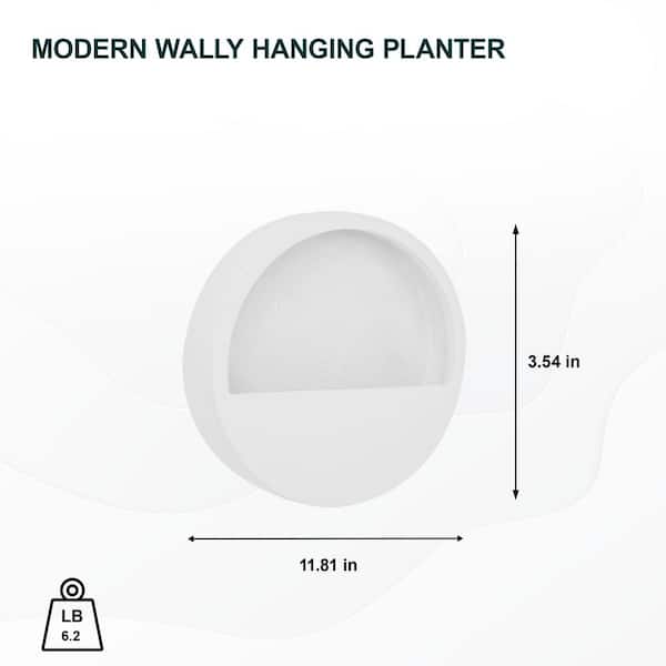 11.81 in. W Extra Small Matte White Fiberstone Indoor Outdoor Modern Wally Hanging Planter