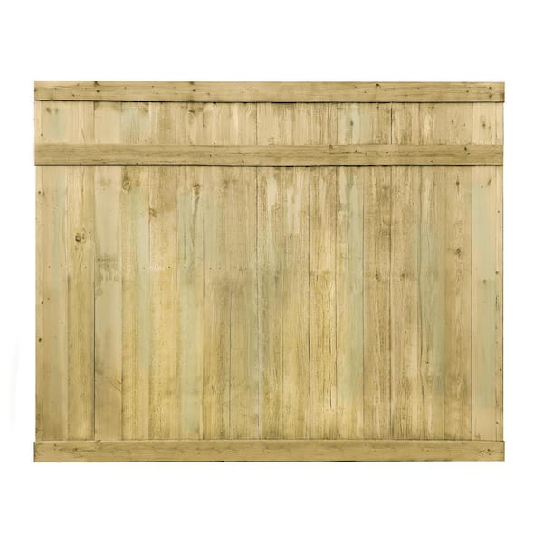 Unbranded 6 ft. H x 8 ft. W Pressure Treated Southern Yellow Pine Flat-Top Fence Panel Euro Top