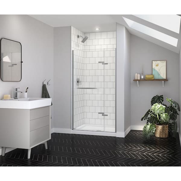 Reveal Sleek 41 in. W x 71.5 in. H Pivot Frameless Alcove Shower Door in Chrome