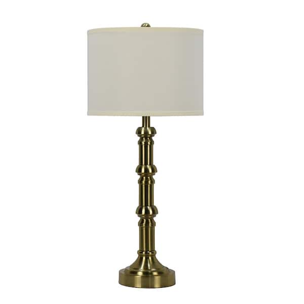 Fangio Lighting 30.75 in. Soft Gold Stacked Candlestick Metal Table Lamp with Designer Shade