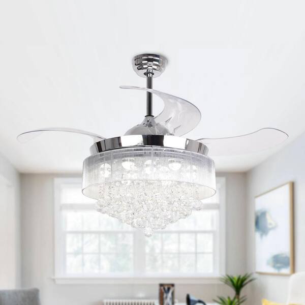 A: 36in Multi-Function Bluetooth Music Ceiling Fan with Lights and Remote Control,LED Retractable Blades 3/7 Color Changes Chandelier Fans Lighting Fixtures for Living/Dining Room Bedroom