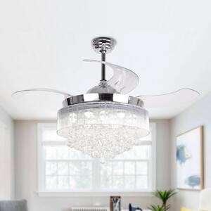 Broxburne 46 in. LED Indoor Chrome Retractable Ceiling Fan with Light Kit and Remote Control