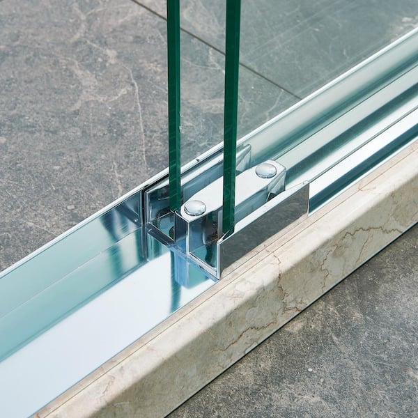 CASAINC 44-48 in. W x 75 in. H Double Sliding Aluminum Alloy Frame Shower Door in Chrome with 5/16 in. Clear Glass