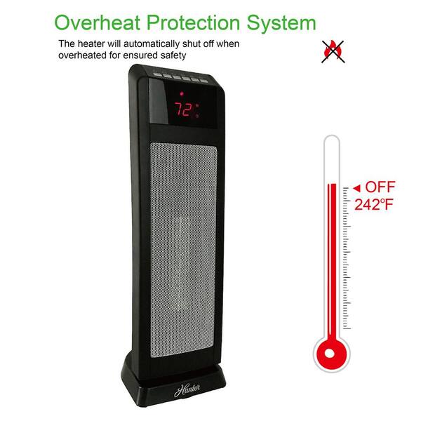 Hunter 24 in. 1500-Watt Digital Ceramic Tower Heater with Remote Control  HPQ15C-EA - The Home Depot