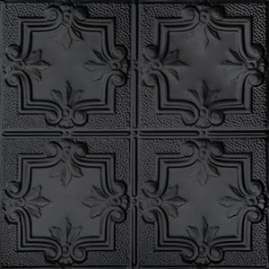 Antoinette Satin Black 2 ft. x 2 ft. Decorative Nail Up Tin Ceiling Tile (24 sq. ft./case)