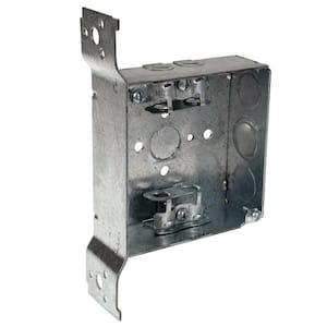 4 in. W x 1-1/2 in. D 2-Gang Welded Square Box with Three 1/2 in. KO's, 1 TKO, AC/MC/Flex Clamps, UBS, FS Bracket, Flush