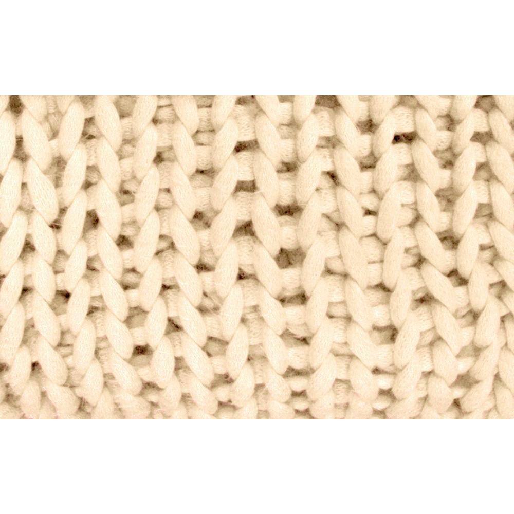 Luxurious Chunky Knit Wool Throw in Off-White, 50" x 40"