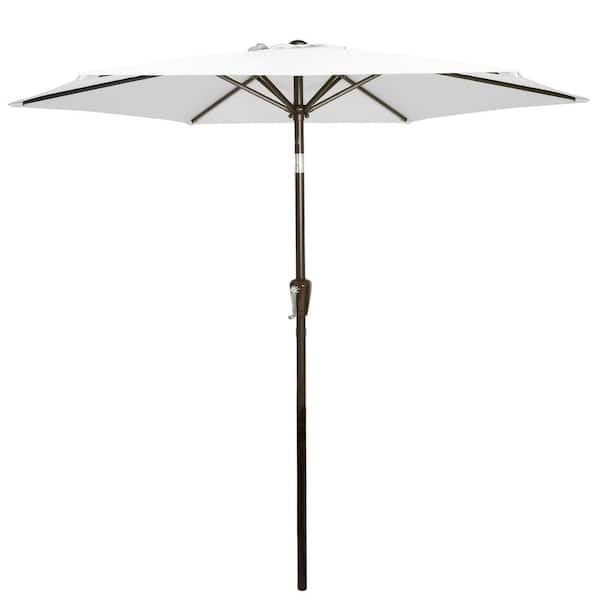 Amucolo 7.5 ft. Market Outdoor Patio Table Umbrella in Grey with Push Button Tilt and Crank