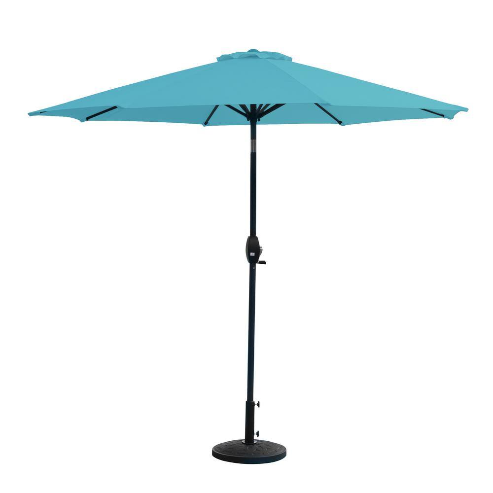 Riviera 9 ft. Market Outdoor Umbrella with Decorative Round Resin Base in Turquoise price history on PriceWatchPro