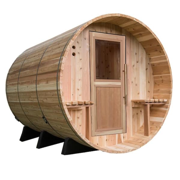 ALMOST HEAVEN SAUNAS Huntington Cedar 6-Person Electric Canopy Barrel Sauna
