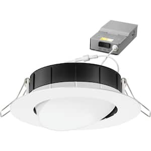 4 in. Selectable Color Temperature New Construction or Remodel Matte White Recessed Integrated LED Gimbal Kit