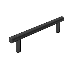 Hearst Collection 5 1/16 in. (128 mm) Textured Matte Black Knurled Cabinet Bar Pull