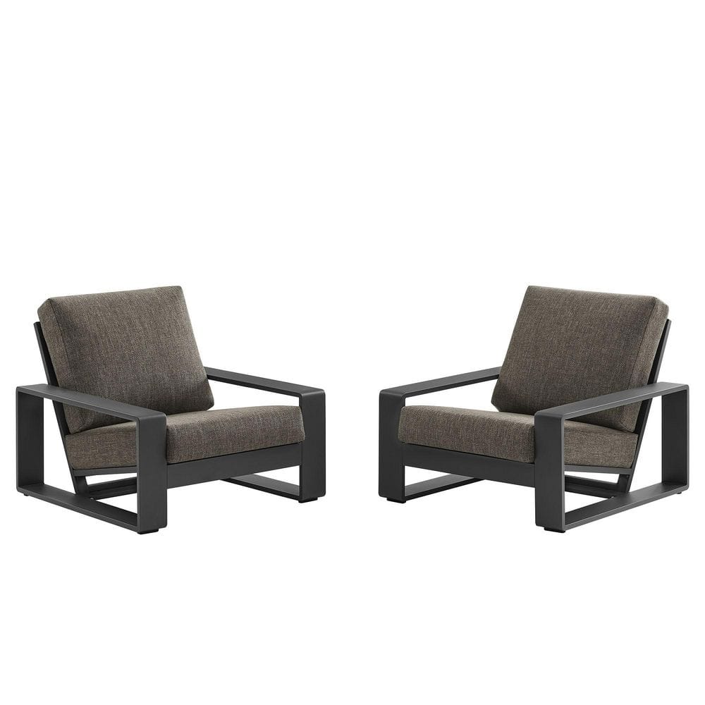 Lirienne Aluminum Set of 2 Outdoor Armchairs in Smoke Gray price history on PriceWatchPro