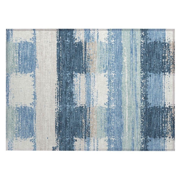 Chantille Machine Washable Indoor/Outdoor Abstract ACN2772 Denim 3 ft. x 4 ft. Area Rug