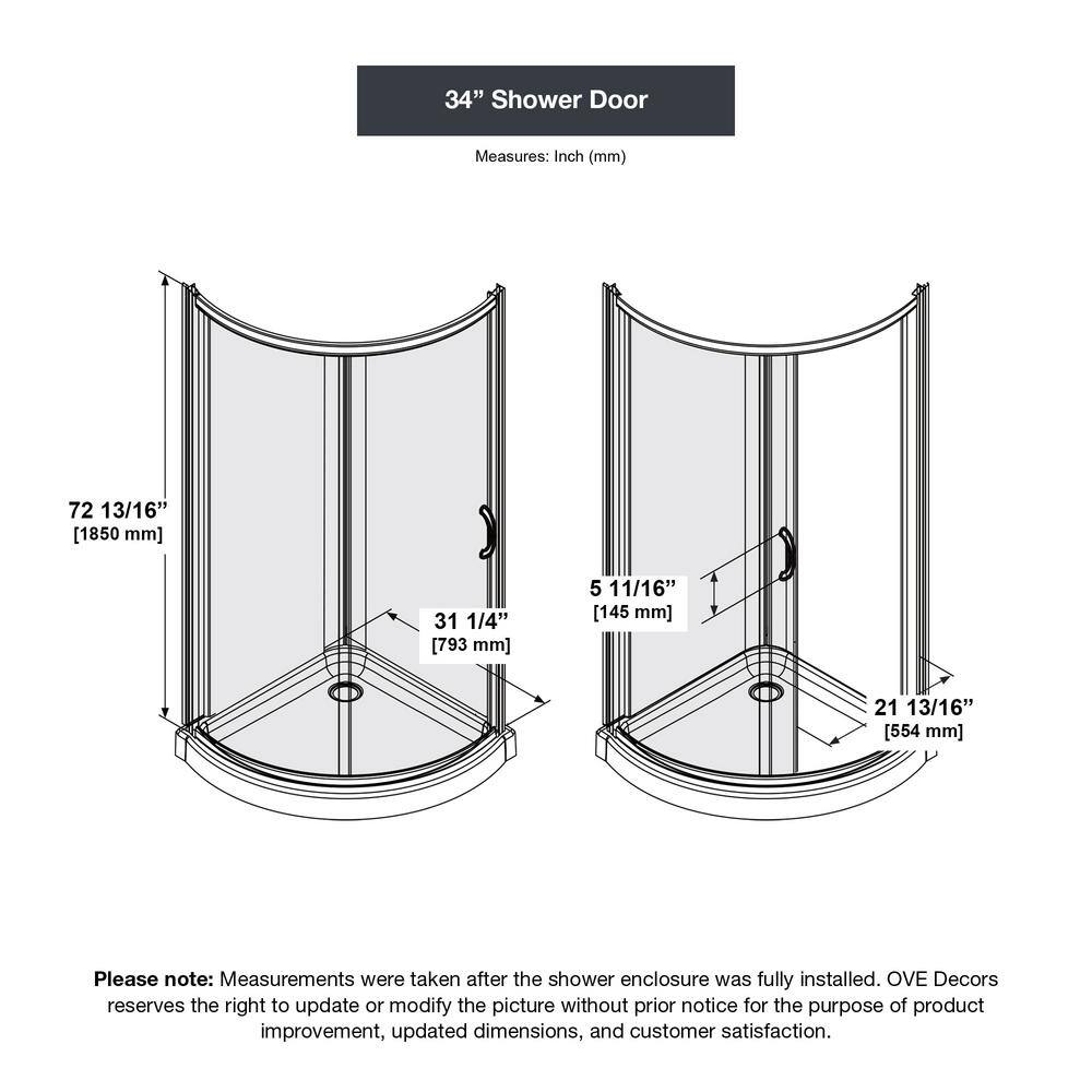 Breeze 34" Black Framed Frosted Glass Round Sliding Shower Kit