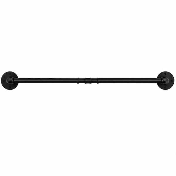 Black Wall-Mounted Iron Pipe Pot Rack with 14 S Hooks, Heavy Duty Alloy Steel, 38 in W, 80 lb Capacity
