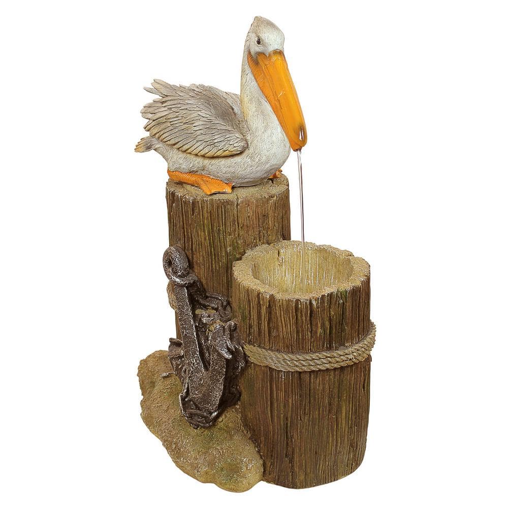 Pelican's Seashore Roost Resin Sculptural Water Fountain with LED Light