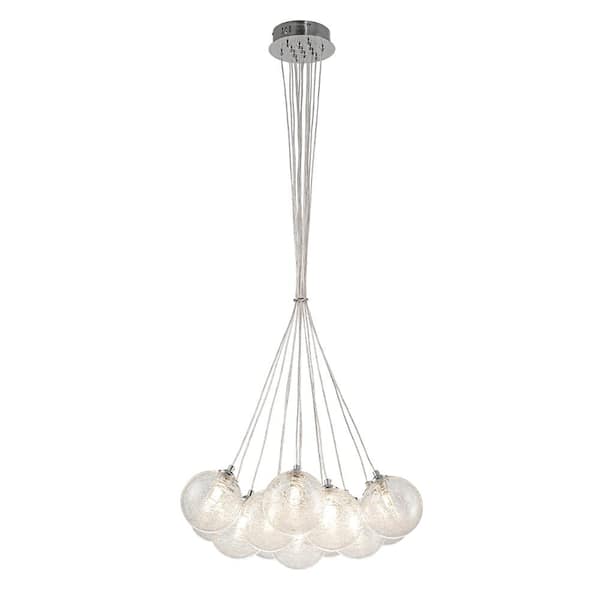 Y'INSP 13 Light Chrome Modern Glass Bubble Globe Chandelier Sputnik Chandelier Lighting for Dining Room with No Bulbs Included