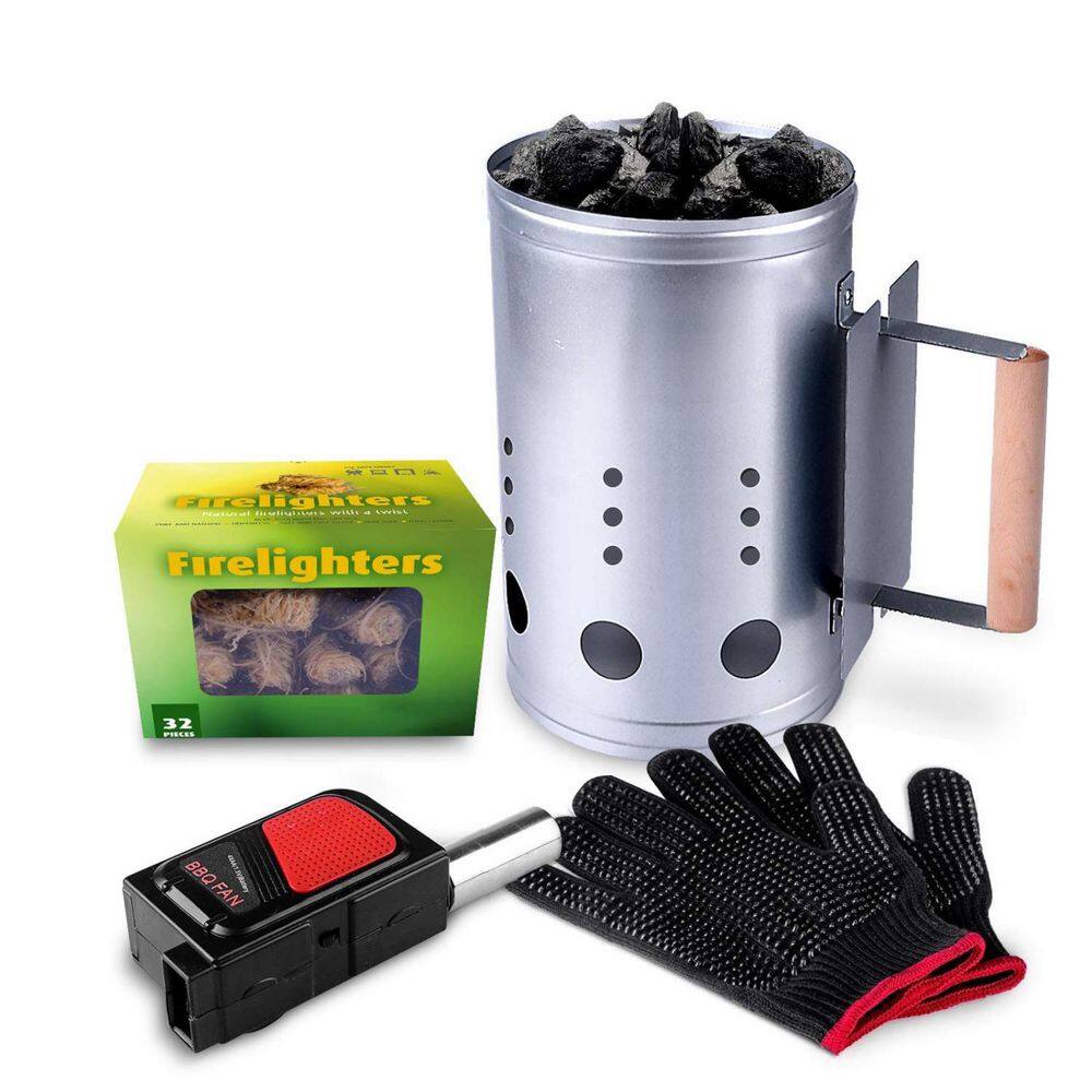 Rapid Charcoal Chimney Starter Set, Fireplace Accessories, Lighter Cubes BBQ, Heat Resistant Gloves, Blower BBQ Tools price history on PriceWatchPro