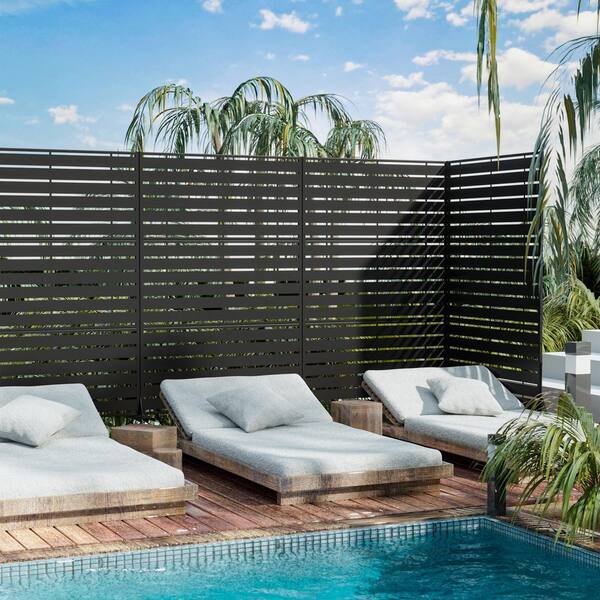 72 in. x 47 in. Black Outdoor Metal Galvanized Privacy Screen Fence Garden Panels