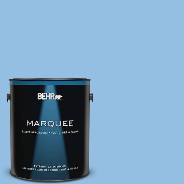 BEHR MARQUEE 1 gal. #P520-3 Toile Blue Satin Enamel Exterior Paint & Primer