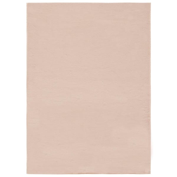 SAFAVIEH Faux Rabbit Fur Tan Doormat 2 ft. x 3 ft. Solid Flokati Area Rug