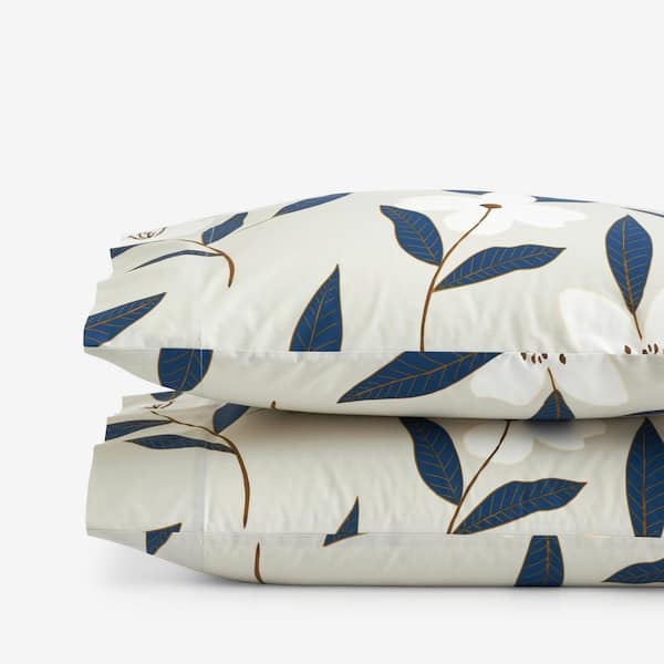 The Company Store Company Cotton Plumeria Floral Gray Multi Standard Cotton Percale Pillowcases (Set of 2)