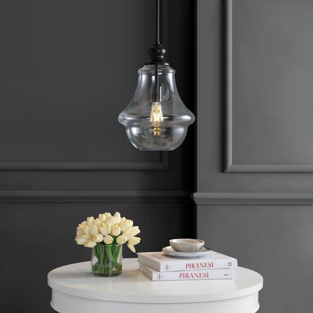 Adam 16" Black Glass and Bronze LED Pendant Light