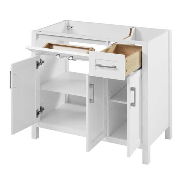 35 in. W x 17.8 in. D x 33 in. H Bathroom White Linen Cabinet