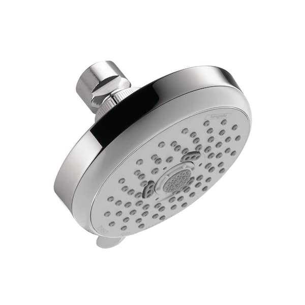 Hansgrohe Croma E 100 3-Spray Patterns 4 in. Wall Mount Fixed Shower Head in Chrome