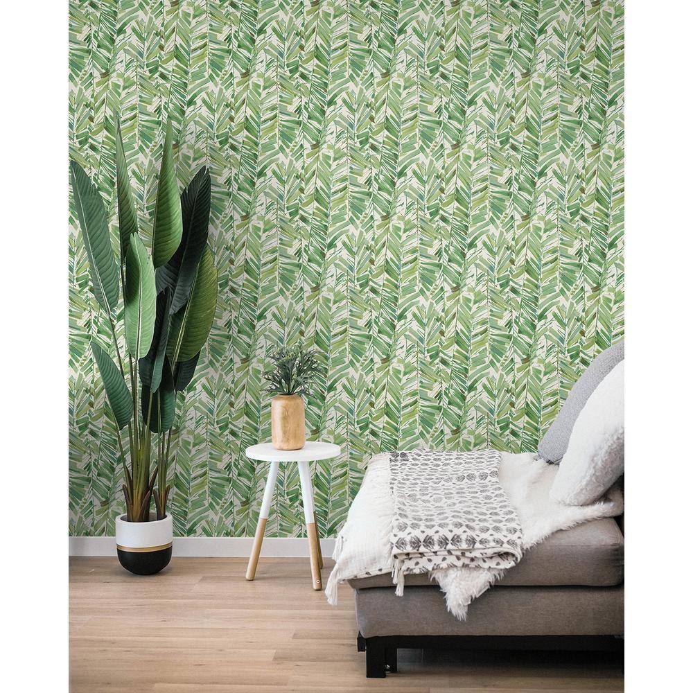 Green Tropical Palm Peel and Stick Wallpaper Roll