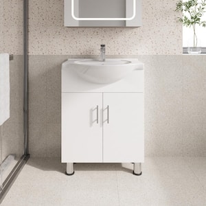 Lilly 24 in. W x 18 in. D x 34 in. H Freestanding Euro-Style Bathroom Vanity in White with Ceramic Vanity Top in White