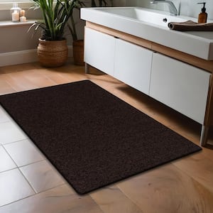 Oasis Solid Brown 2 ft. x 3 ft. Non-Slip Rubber Back Indoor Area Rug