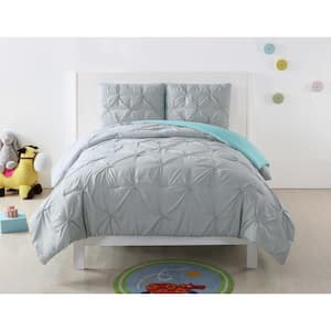 Anytime 3-Piece Silver Grey and Turquoise Full/Queen Comforter Set