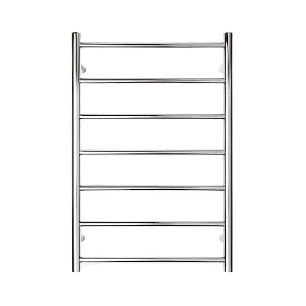 RELN Retro Fit Round 7-Bar Electric Hardwired Wall Mounted Towel Warmer in Polished Stainless Steel