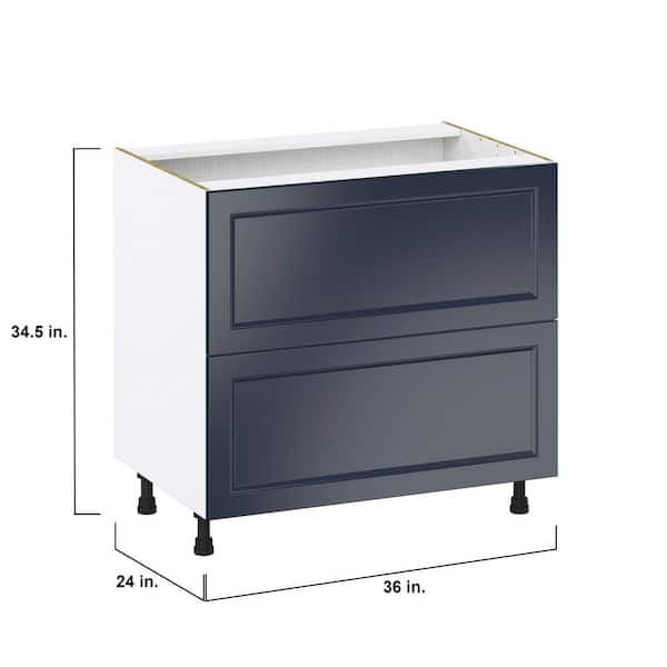 J COLLECTION Devon Painted Blue Shaker Assembled Cooktop Base Kitchen Cabinet with Drawers 36 in. W x 34.5 in. H x 24 in. D