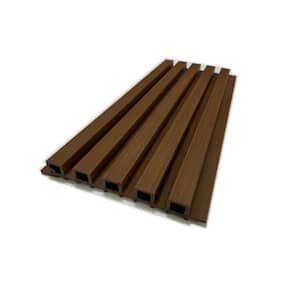 SAMPLE 8.6 in. x 10 in. x 1 in. 5-Grid Composite Siding Outdoor Wall Panel in Teak Color (Set of 1-Piece)