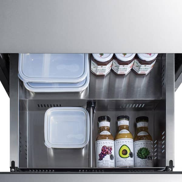 4.8 cu. ft. Under Counter Built-In and Standard Double Drawer Refrigerator in Stainless Steel, ADA Compliant