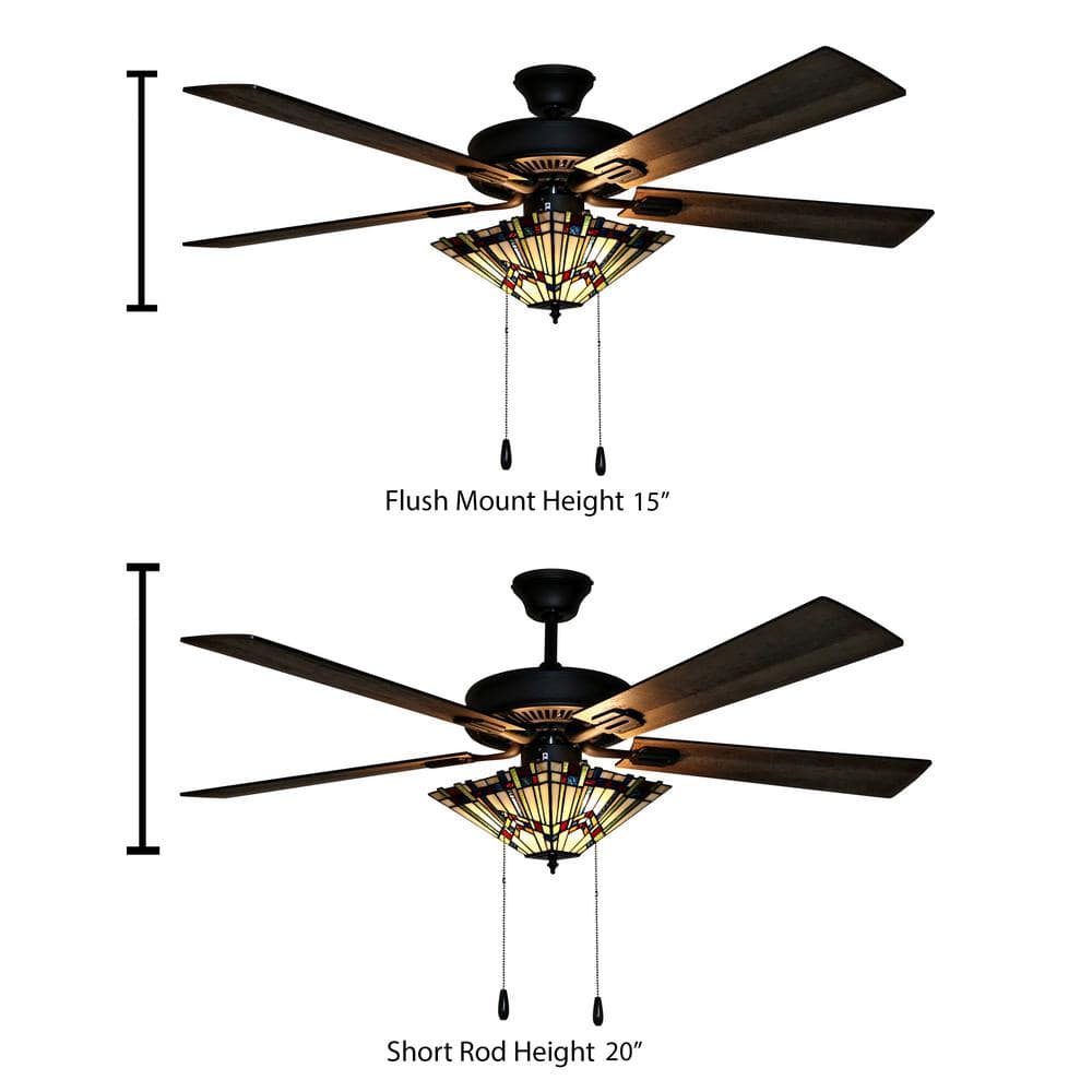 52" Oil-Rubbed Bronze Stained Glass LED Ceiling Fan