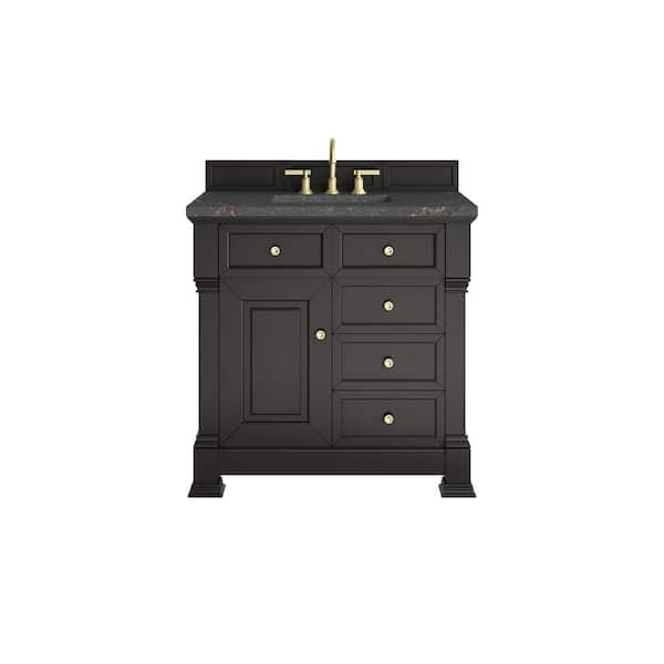 Brookfield 36.0 in. W x 23.5 in. D x 35.88 in. H Single Bath Vanity in Black Onyx with Parisien Bleu Quartz Top