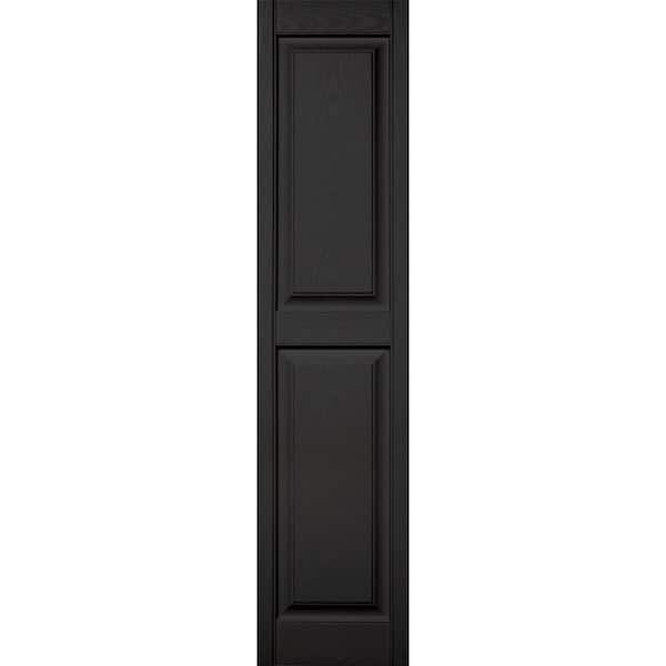 Builders Edge 15 in. x 63 in. Raised Panel Vinyl Exterior Shutters Pair in #002 Black