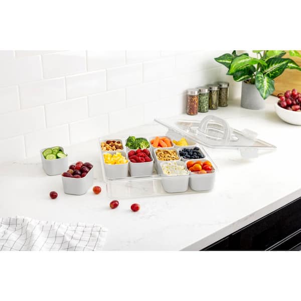 Gray 13 Section Snackle Box with Handles