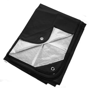 82 in. L x 60 in. W Heavy-Duty Reusable Emergency Survival Blanket with Insulated Thermal Reflective Tarp, Black